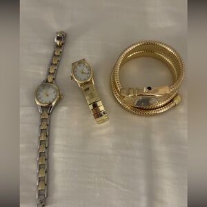 Bundle of three gold and two toned watches